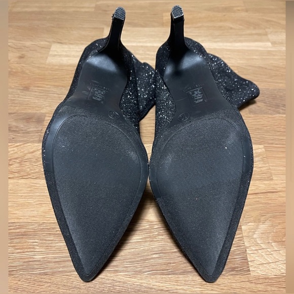 Size 10 | Brash Entertainment | Black Sparkly 4" High Heel Booties - Picture 4 of 6